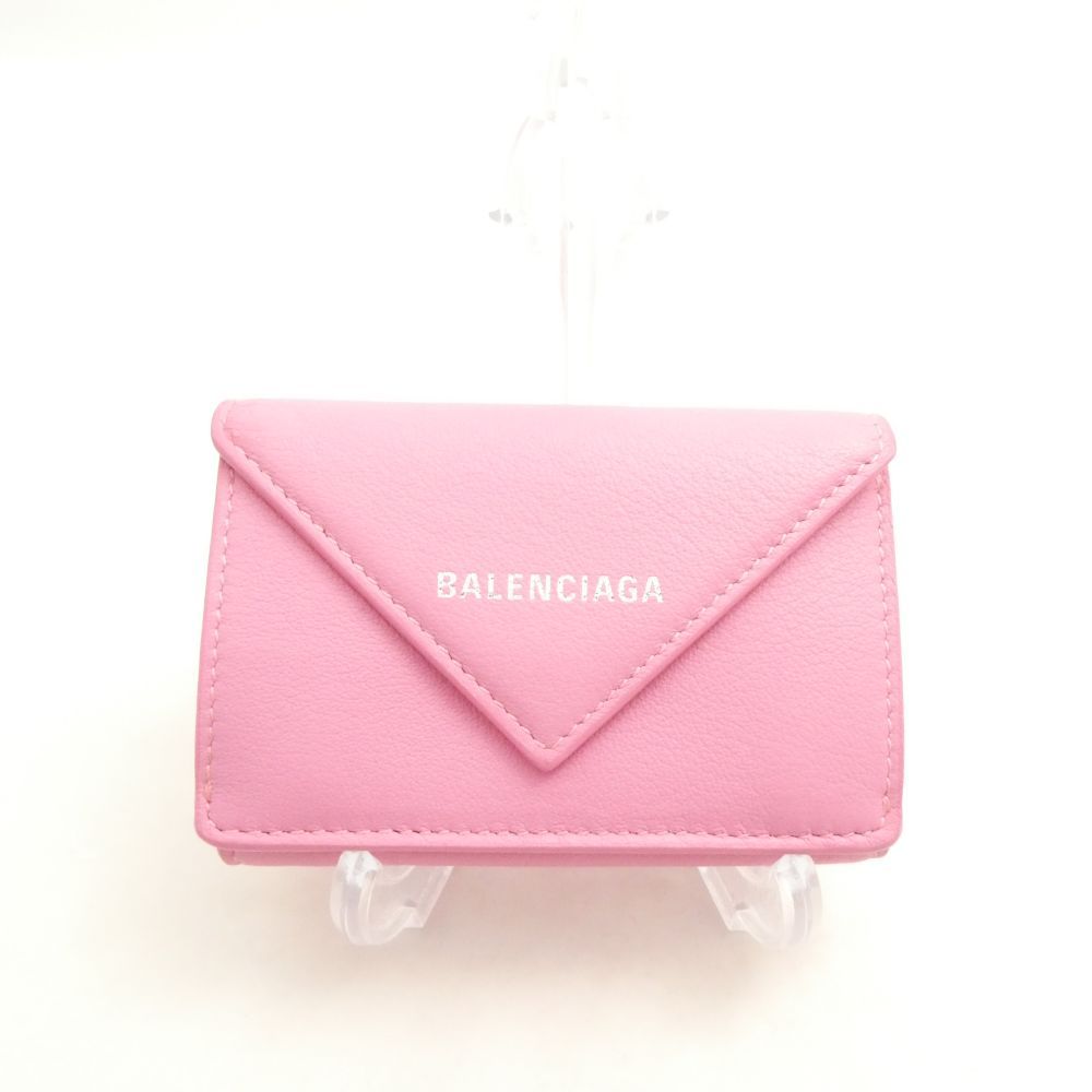 美品 BALENCIAGA バレンシアガ ペーパーミニウォレット 391446 三  