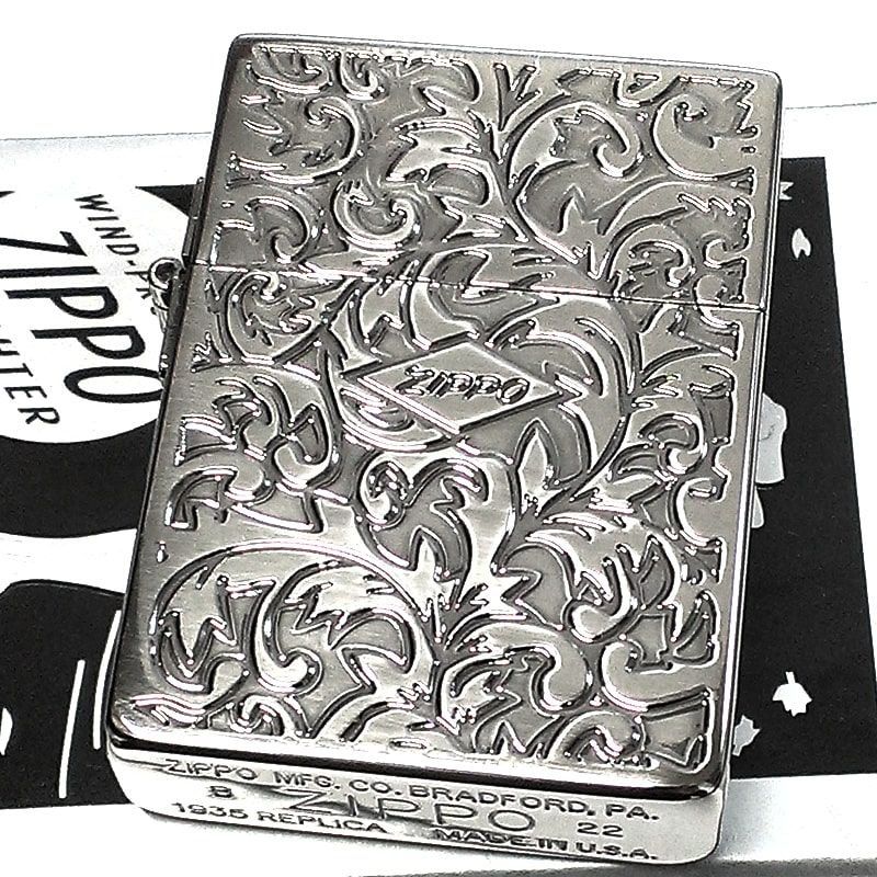 ZIPPO ライター ジッポ 1935 復刻レプリカ シルバー 燻し アラベスク