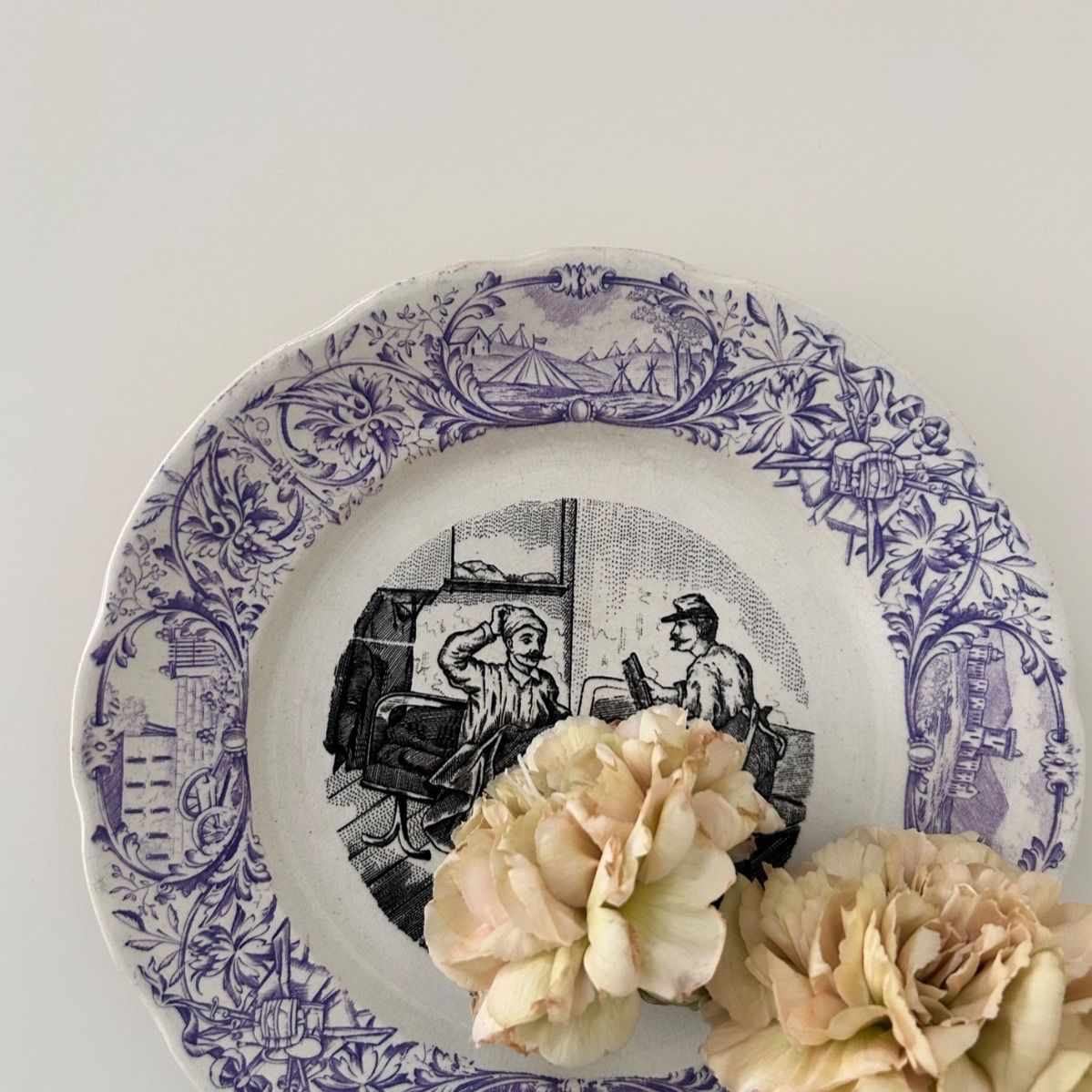 工場 French antique Sarreguemines antique plate