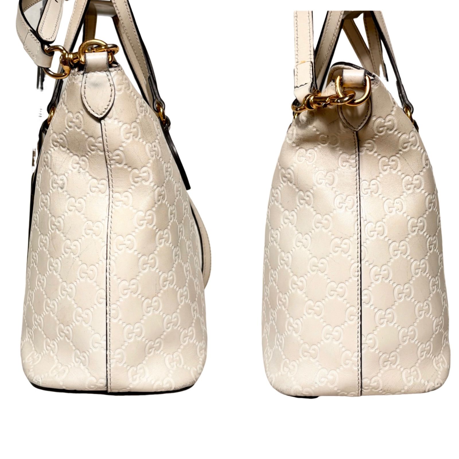 GUCCI グッチグッチシマショルダーバッグ2way ホワイト