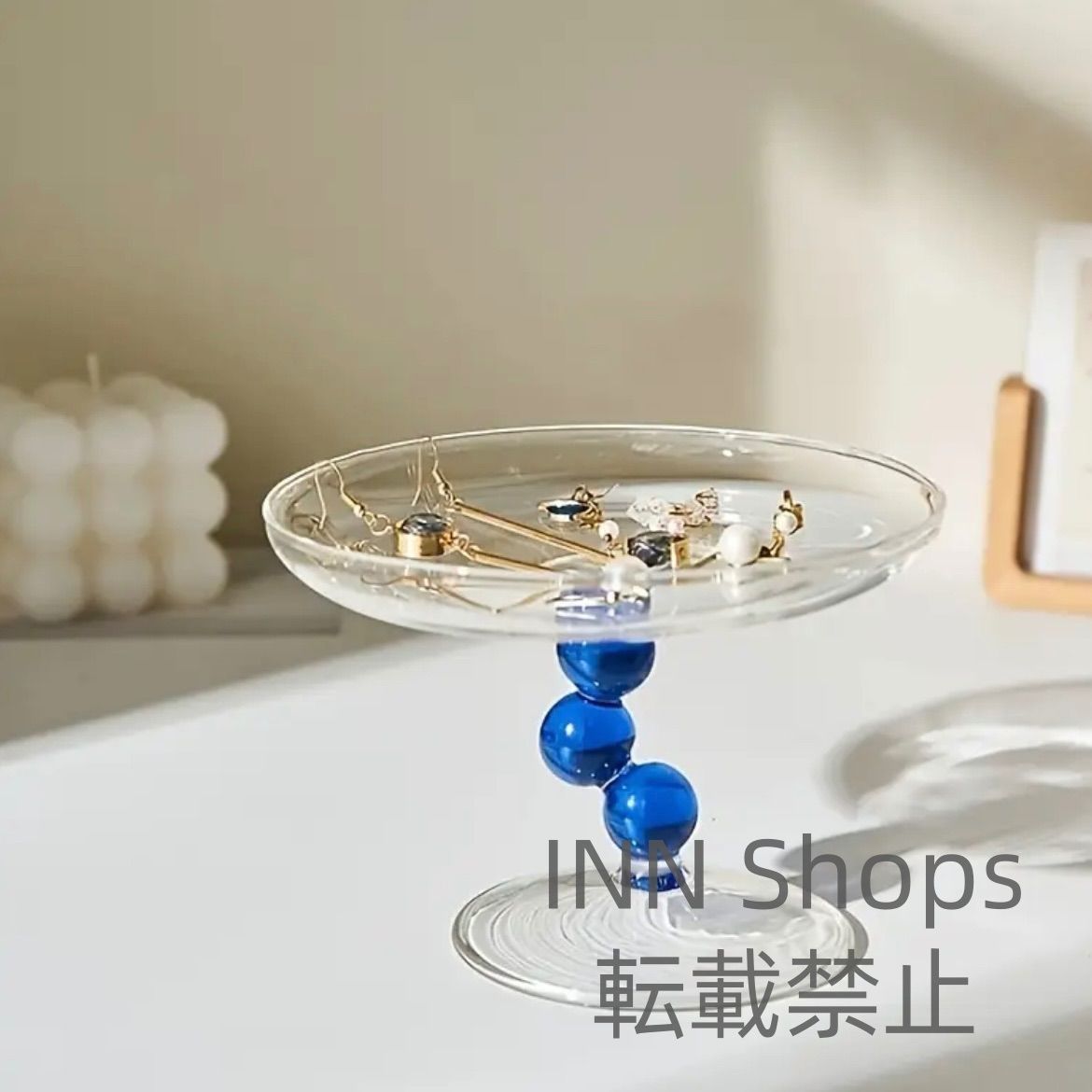 トレイ クラインブルー クリエイティブデザイン アートヴィンテージ ガラス素材サンプルルーム用 ソフトデコレーション メイクアップデスク ジュエリートレイ フルーツボウル リビング cp125