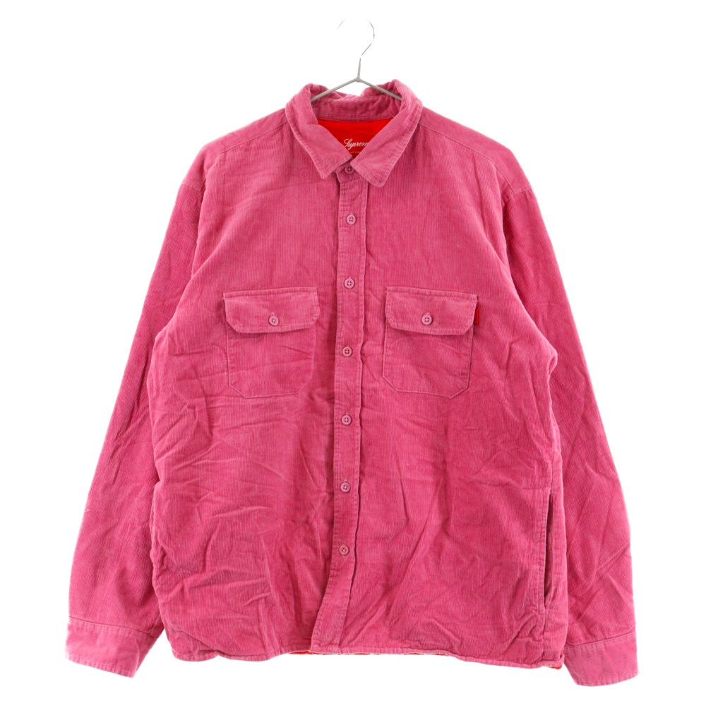 SUPREME (シュプリーム) 17AW Corduroy Quilted Shirt 裏地キルティング コーデュロイ ロングスリーブ長袖シャツ ピンク