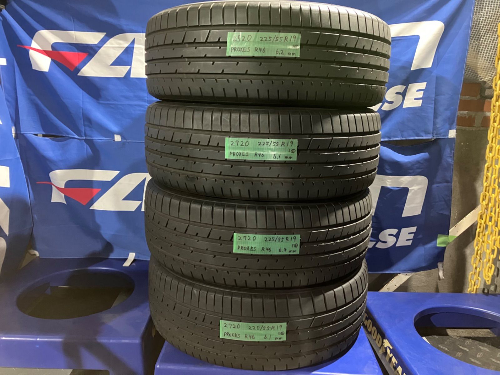 安い正規品TOYO PROXES R46 2022年製 225/55R19 99V 中古タイヤ4本セット ライン有り CX-5 CX-8 ハリアー等 トーヨー プロクセス 中古品