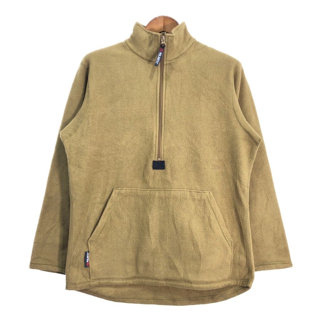 米軍実物 USMC ハーフジップ プルオーバー フリースジャケット ミリタリー ライトブラウン (メンズ M相当) 中古 古着 R1074