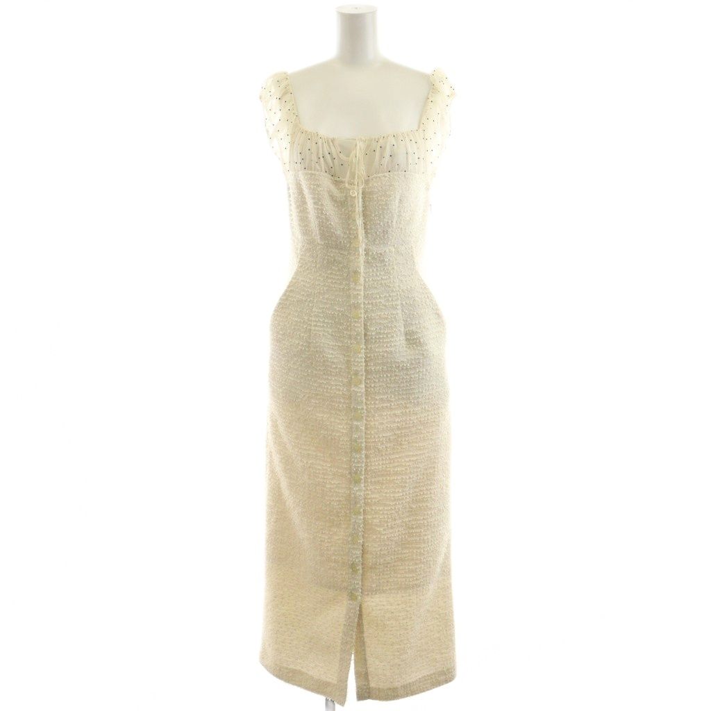 ミーアンドミークチュール me-me couture 2wayドットツイードコンビワンピース ロング ノースリーブ 切替 0 アイボリー 123050004 AN43