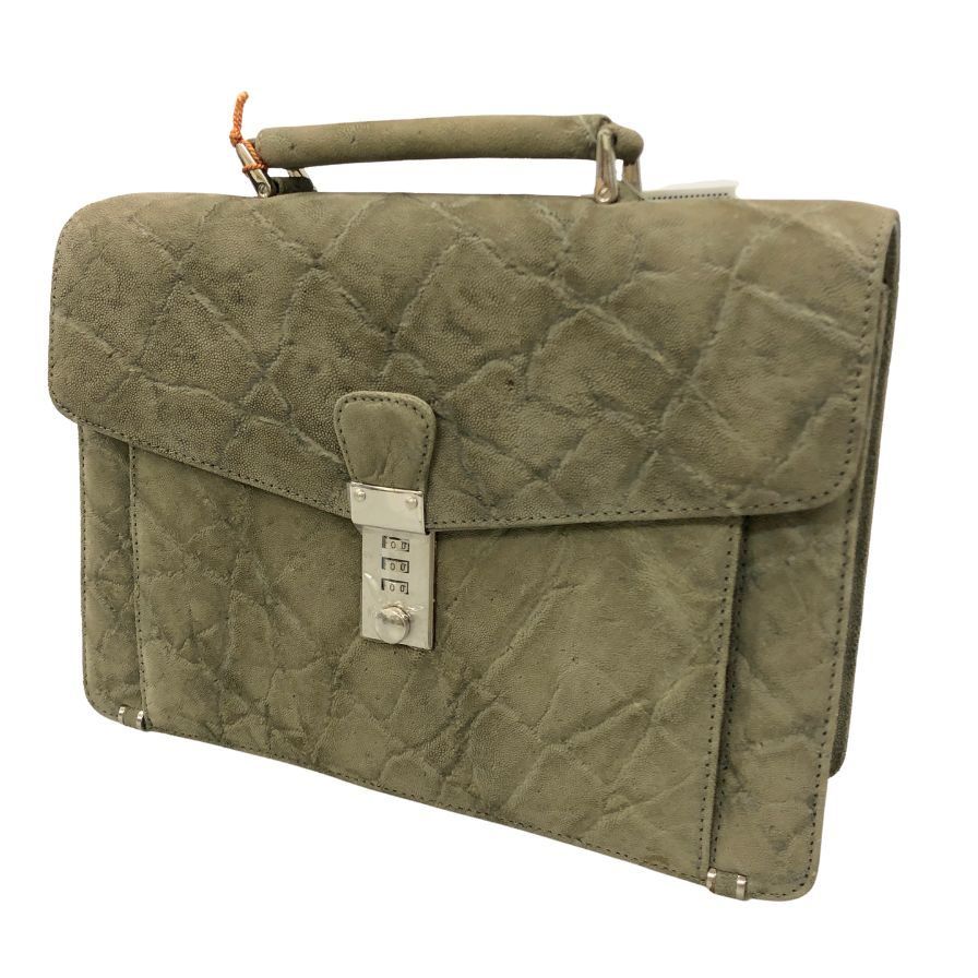 ノーブランド ハンドバッグ エレファント レザー 象 本革 グレー AFE11