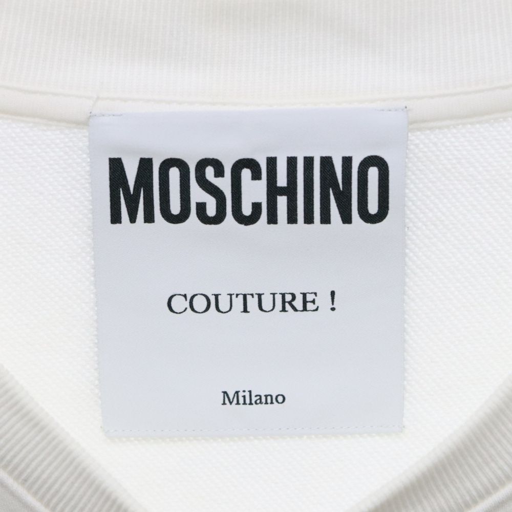 MOSCHINO (モスキーノ) 20SS DOUBLE QUESTION MARK SWEATSHIRT フロントロゴ クルーネックスウェットトレーナー ホワイト 202ZPA17047027