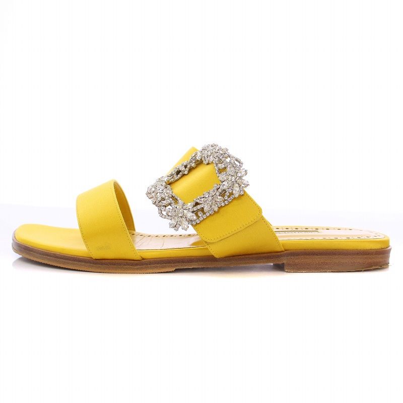 ラスト１【新品】MANOLO BLAHNIK マノロブラニク サンダル イエロー MANOLO BLAHNIK マノロブラニク サンダル ハンギシム ジュエル