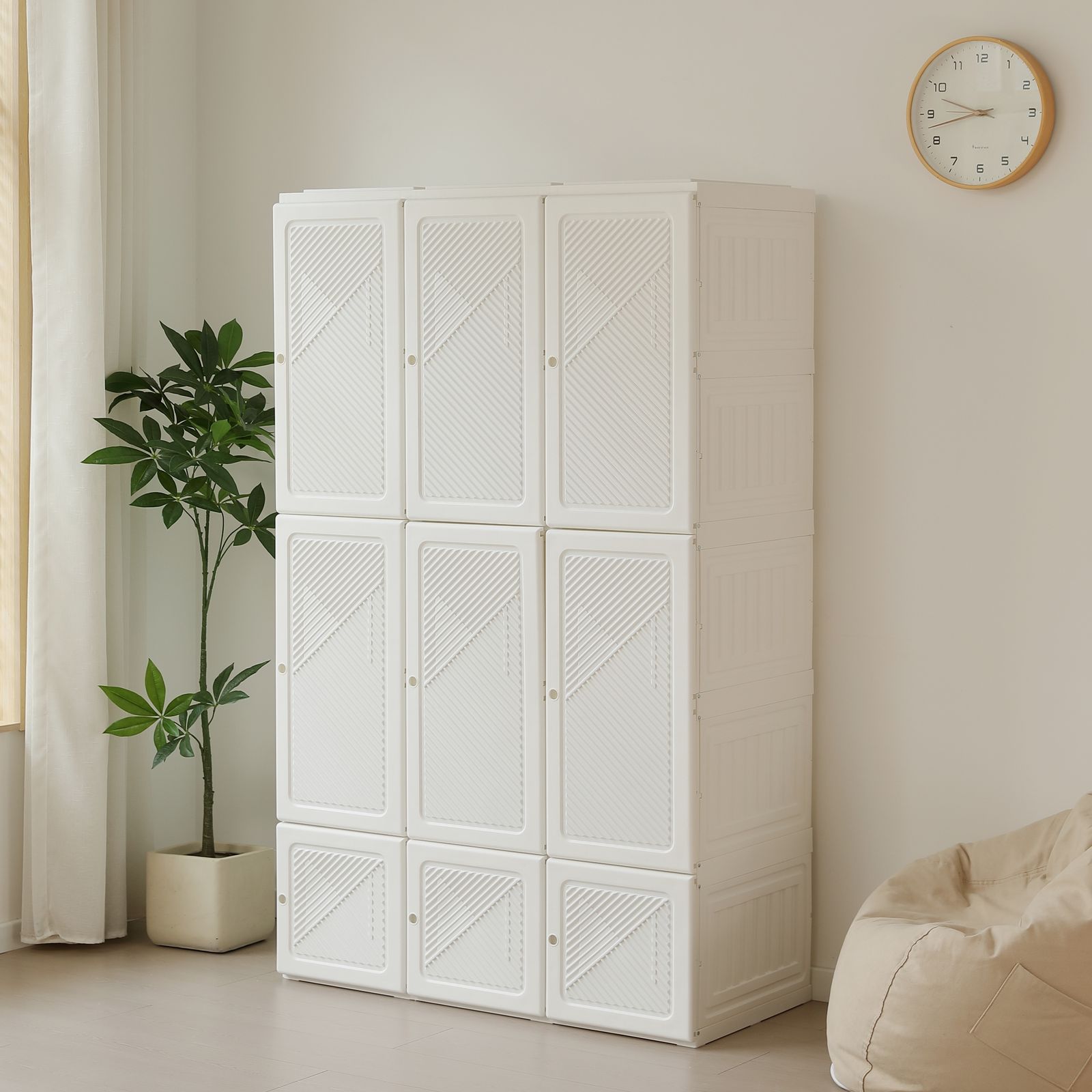 幅104*高さ170cmホワイト扉】ワードローブ クローゼット 一体