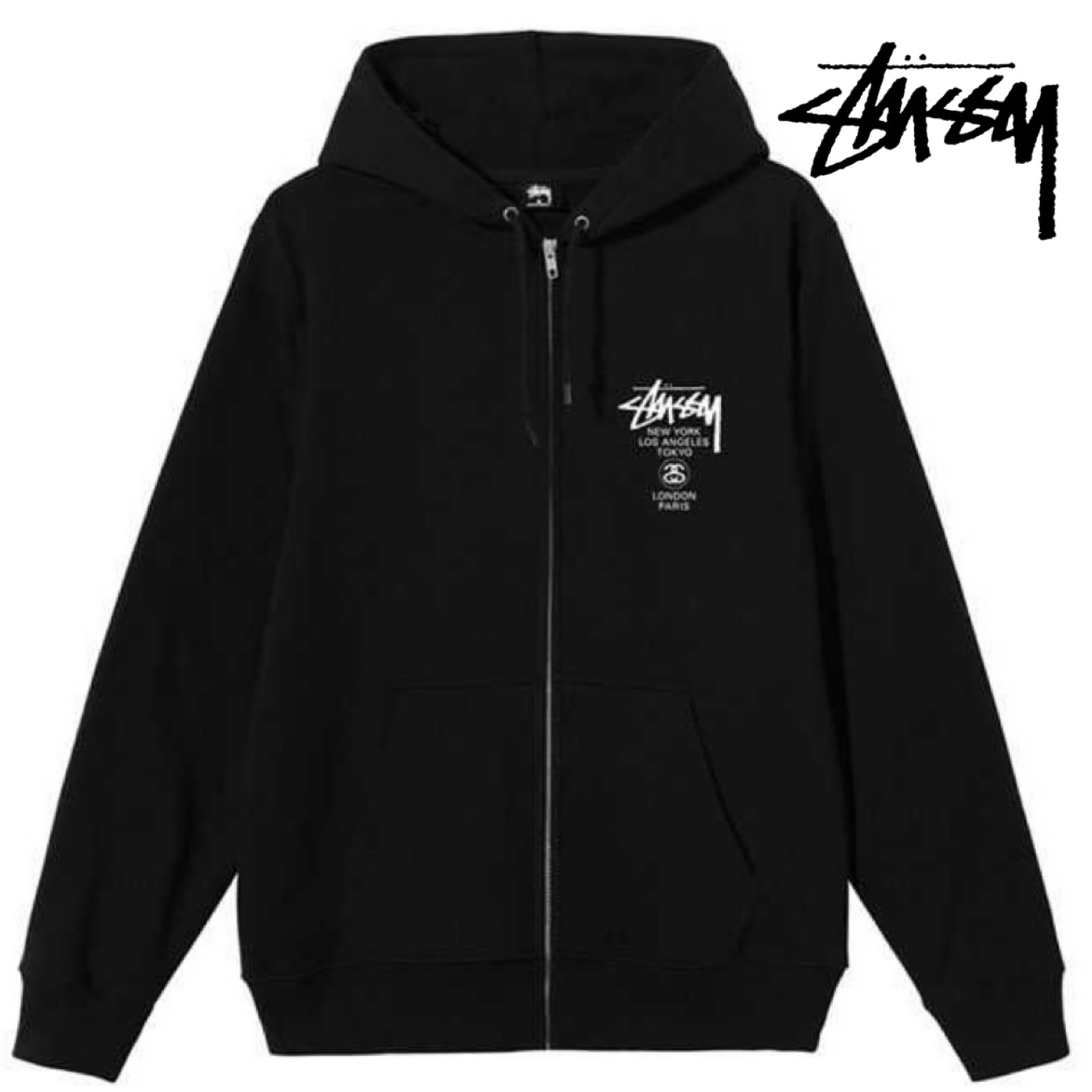 サイズL値下げ STUSSY ジップパーカー　ステッチダブルジップ 希少サイズL