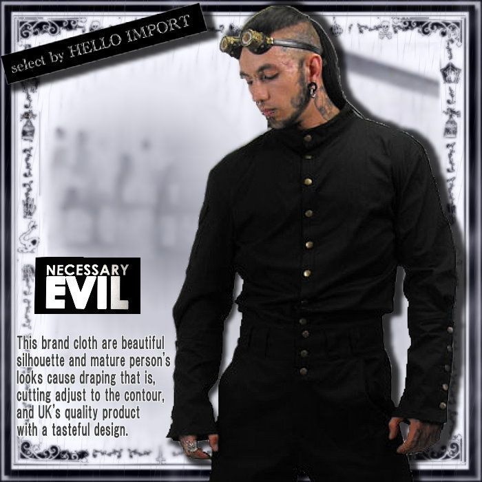 S size 100% cotton dress shirt gothic fashion men's clothing black stand-up collar long sleeve visual series V series /rfa120-1