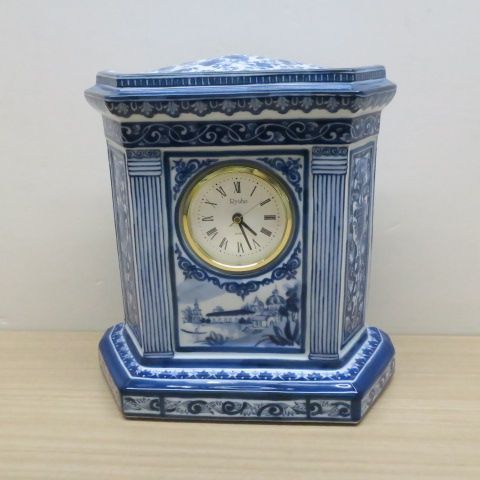 RYUHO 龍峰窯 陶器製 置き時計 RYUHO 置き時計 龍峰窯 陶器 染付 - メルカリ