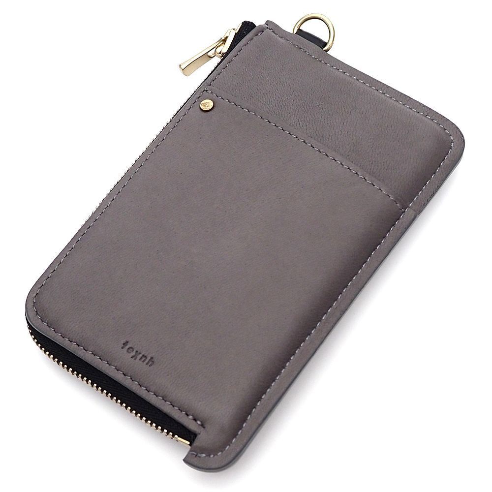 ♥品 texnh ZIP CASE レザーコインケース カードケース 財布 グレー 定価27500円 テクネ メンズ 5CH|H0653S|KUG05|