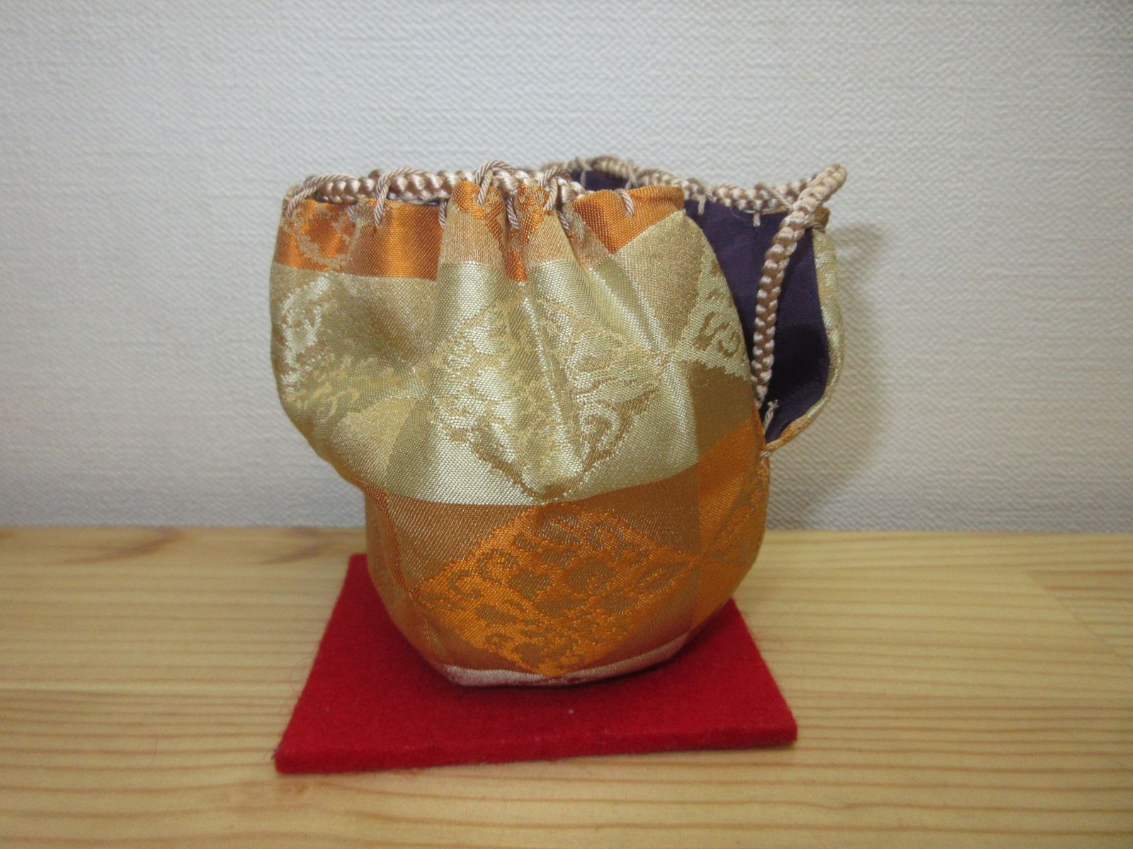 逢絢亭 茶道具 仕覆 四滴茶入仕覆 正絹 万暦緞子