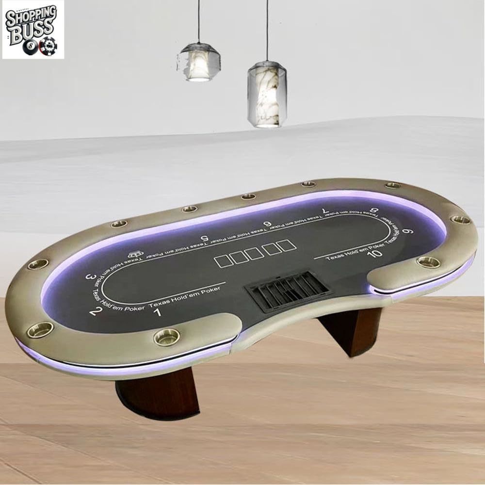 カジノ用品 ポーカーテーブル 折りたたみテーブル 折りたたみ脚 チップ 競技用テーブル LEDライト ポーカー テー