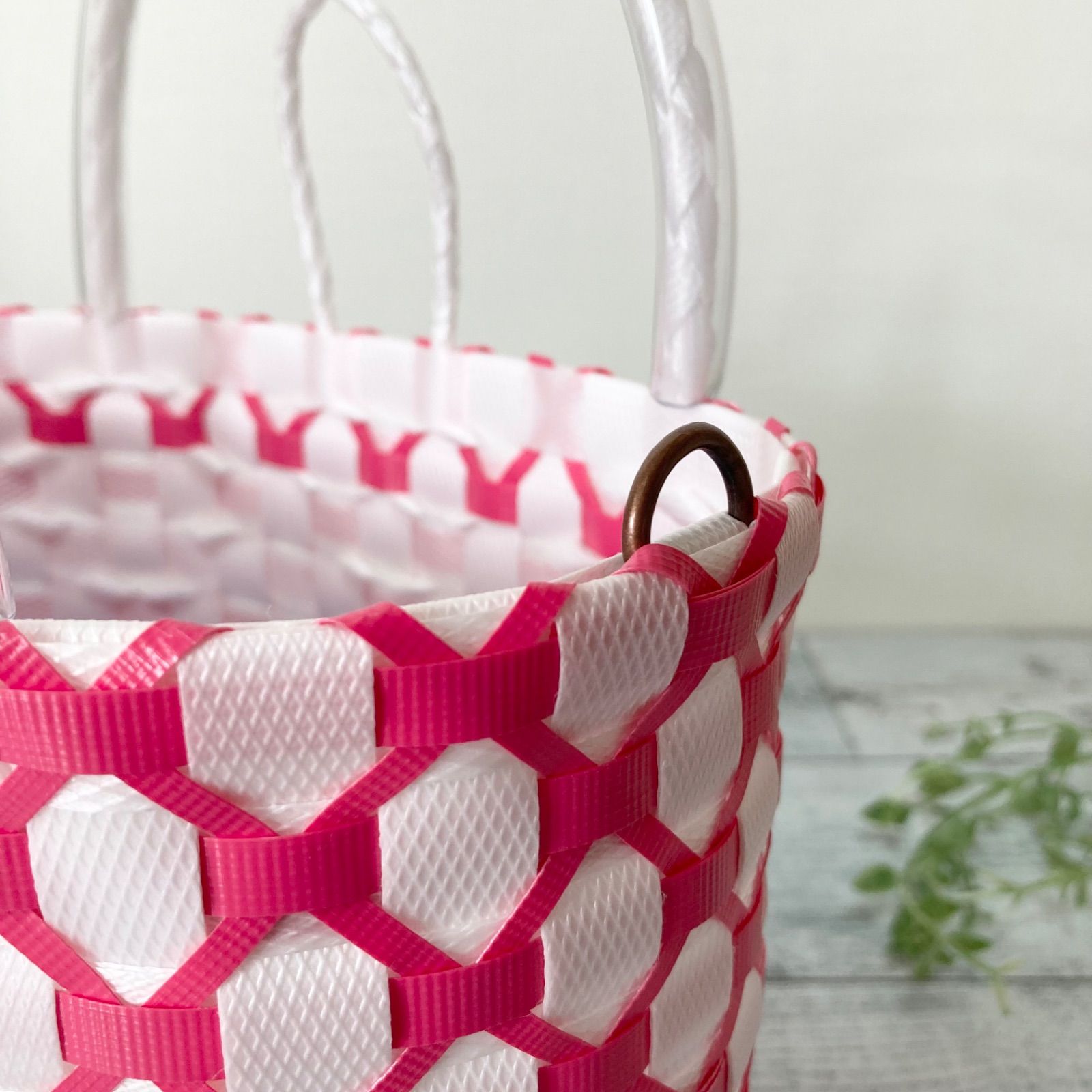 プラかごバッグ Sサイズ パステル ピンク 2way プラカゴ