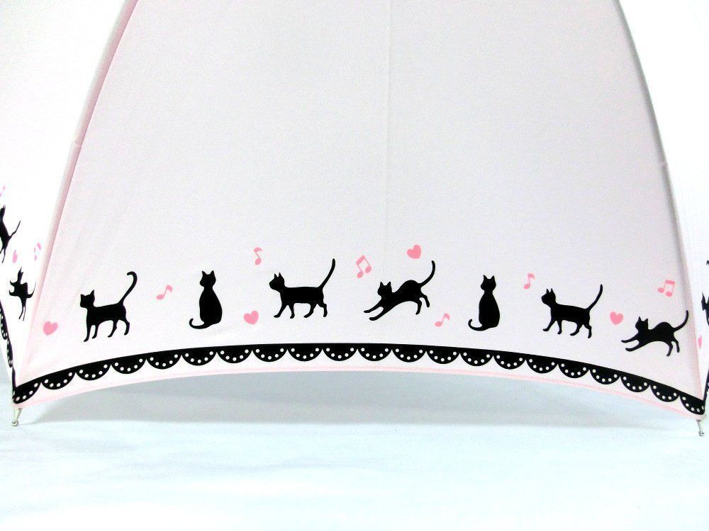 オカモト原宿店 雨傘 ジャンプ傘 ネコ柄 (パープル / 8本骨) かわいい おしゃれ 長傘 黒猫 (60cm / 軽量/ハートのチャーム付 オカモト原宿店 雨傘 ジャンプ傘 ネコ柄 (パープル ⁄ 8本骨) かわいい