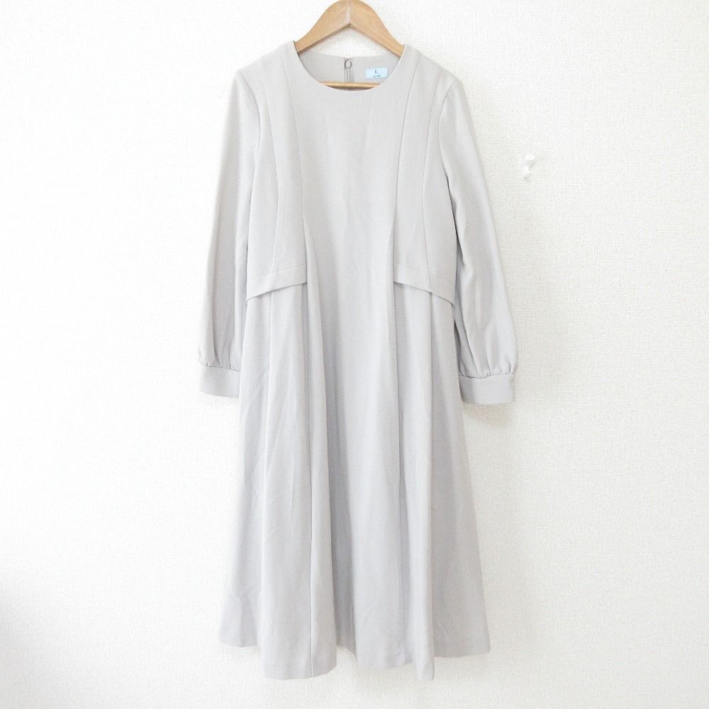 22AW 組曲 クミキョク ウォームジョーゼット タックワンピース ミディドレス OPW2NW0004 小さいサイズ S2 ベージュ レディース 古着