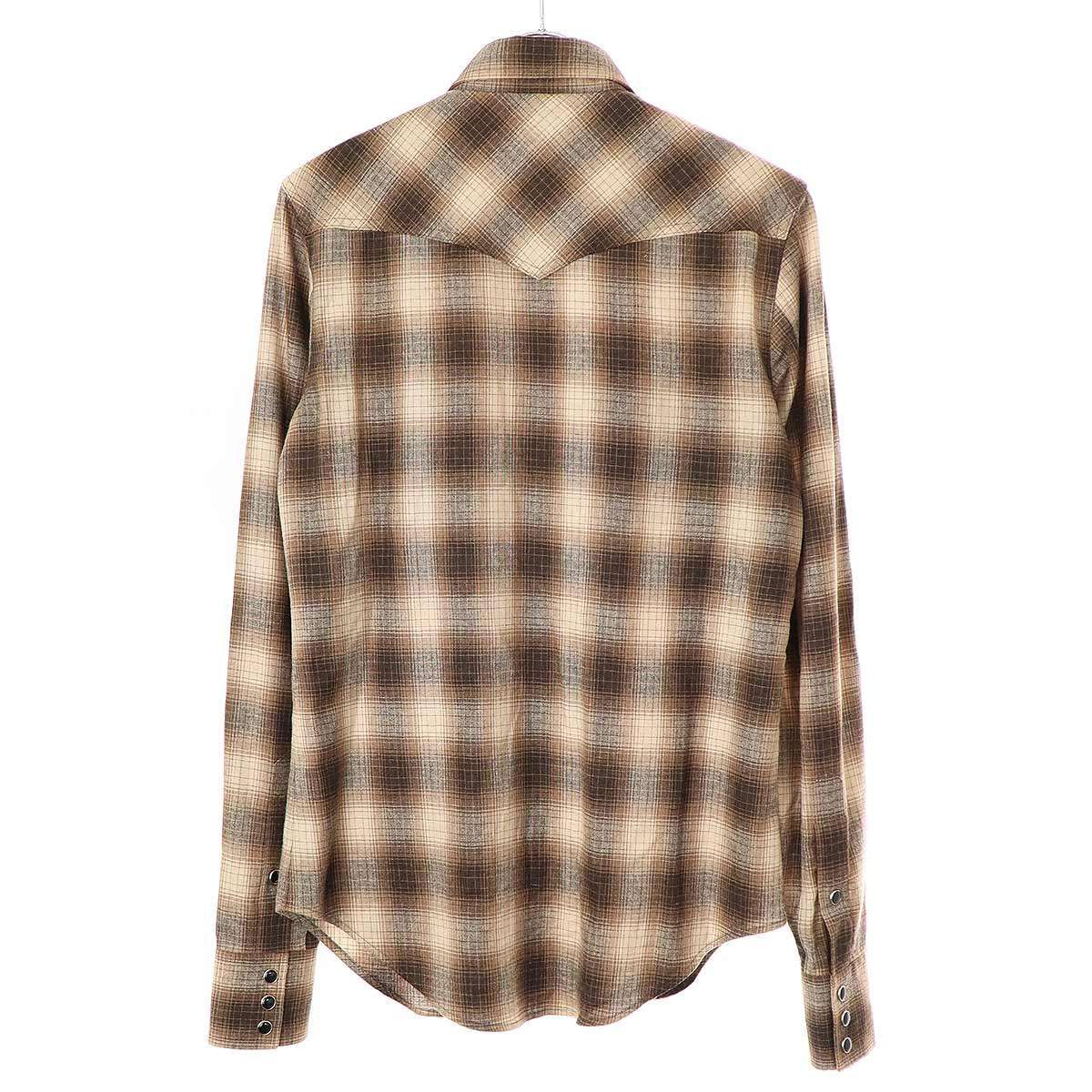 SAINT LAURENT サンローラン オンブレ チェック シャツ 15aw