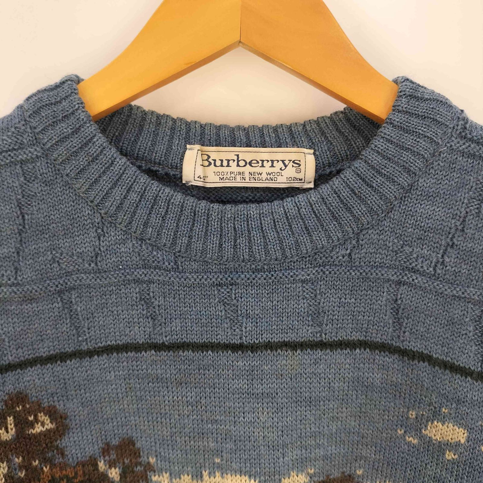 イングランド製　90s Burberrys ロゴ刺繍クルーネックニット 古着通販】90s Burberrys knit バーバリー ニット burberry