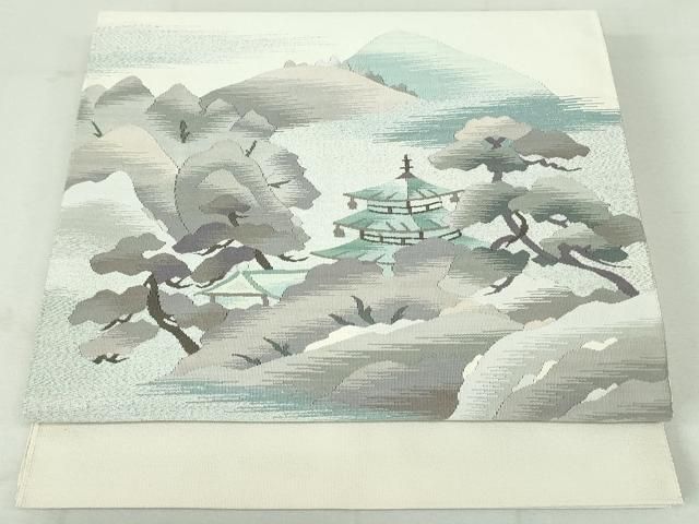 平和屋着物○爪掻き本綴れ 八寸名古屋帯 霞樹林文 肌色