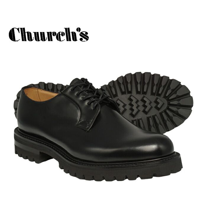 Church s SHANNON-T チャーチ シャノン プレーントゥ BLACK| ブラック 外羽根 ダービー ポリッシュドバインダー 靴幅 若干幅広