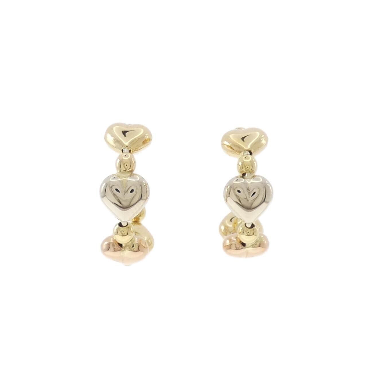 ポンテヴェキオ ハート 750スリーゴールド ピアス