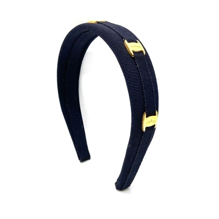 Salvatore Ferragamo サルヴァトーレフェラガモ メタルロゴ ヴァラ カチューシャ ネイビー