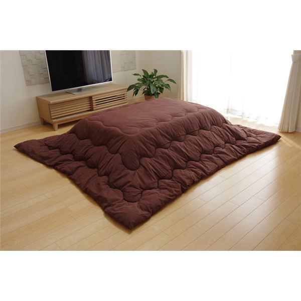 こたつ布団 【単品 長方形 つむぎ調 ブラウン 約205×285cm】 厚掛けタ