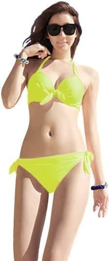 水泳 海水浴 温泉 無地 スイムドレス スイムドレス ホルターネック セパレーツ パッド入り 女性用水着 2点セット ビキニ 水着 レディース [Ｋａｙｉｙａｓｕ]