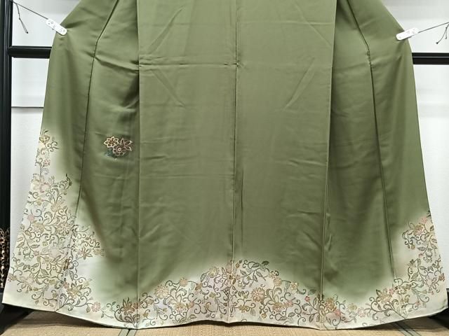 平和屋着物○訪問着 飛鳥更紗花文 暈し染め 金銀彩 正絹