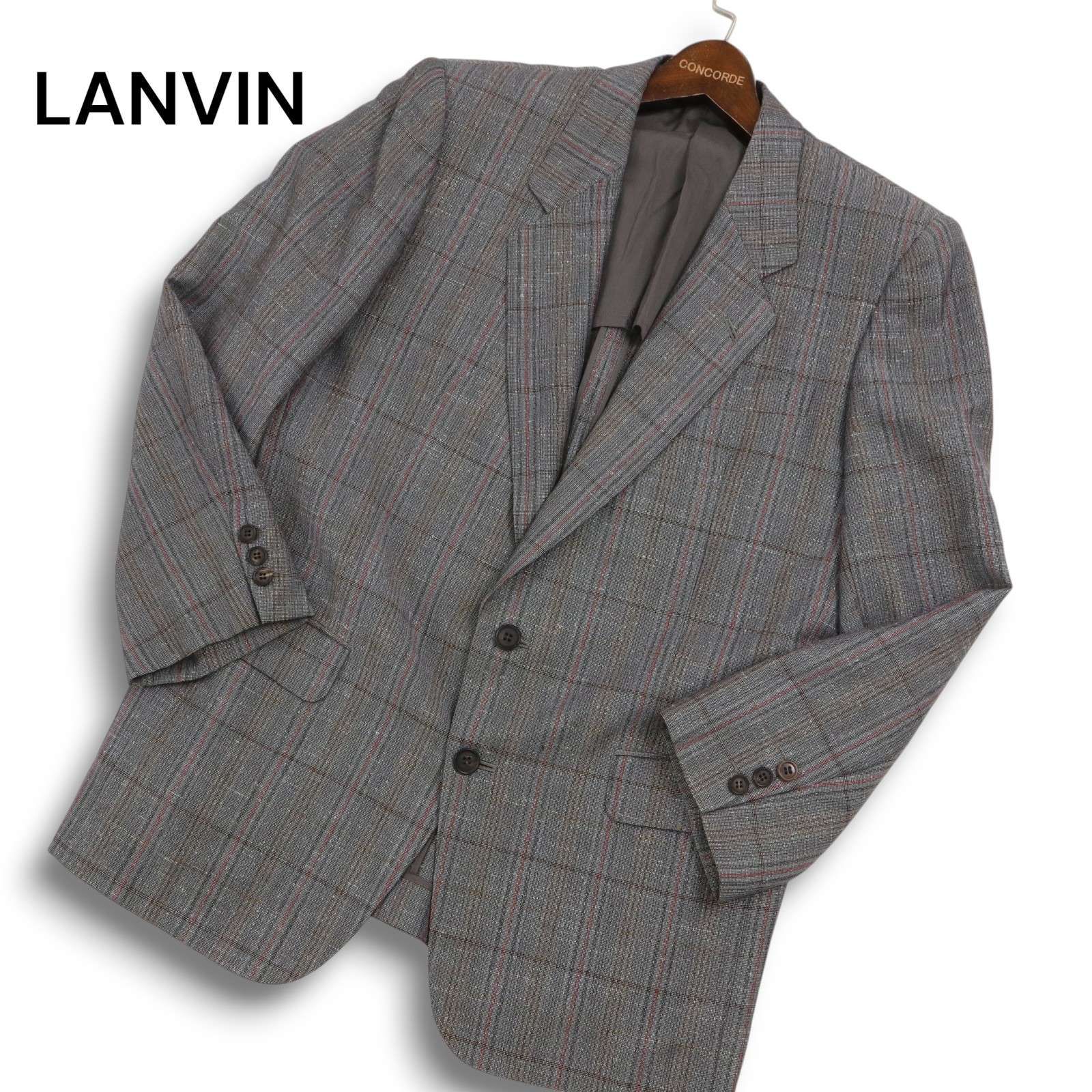 LANVIN ランバン リネン テーラードジャケット 背抜 パステルカラー 48 LANVIN ランバン リネン テーラードジャケット 背抜 パステル
