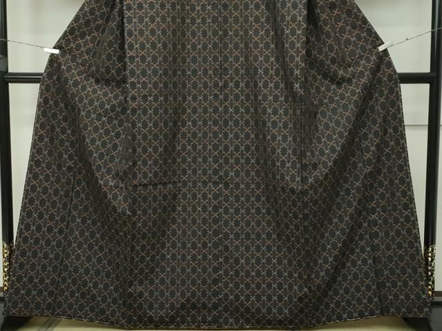 平和屋本店□極上 本場琉球 読谷山花織 紬地 草木染 黒地 真栄田秀子作