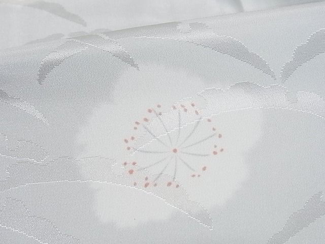 平和屋-こころ店■長襦袢　無双仕立て　雪芝地紋　梅　正絹　逸品　3kk1739
