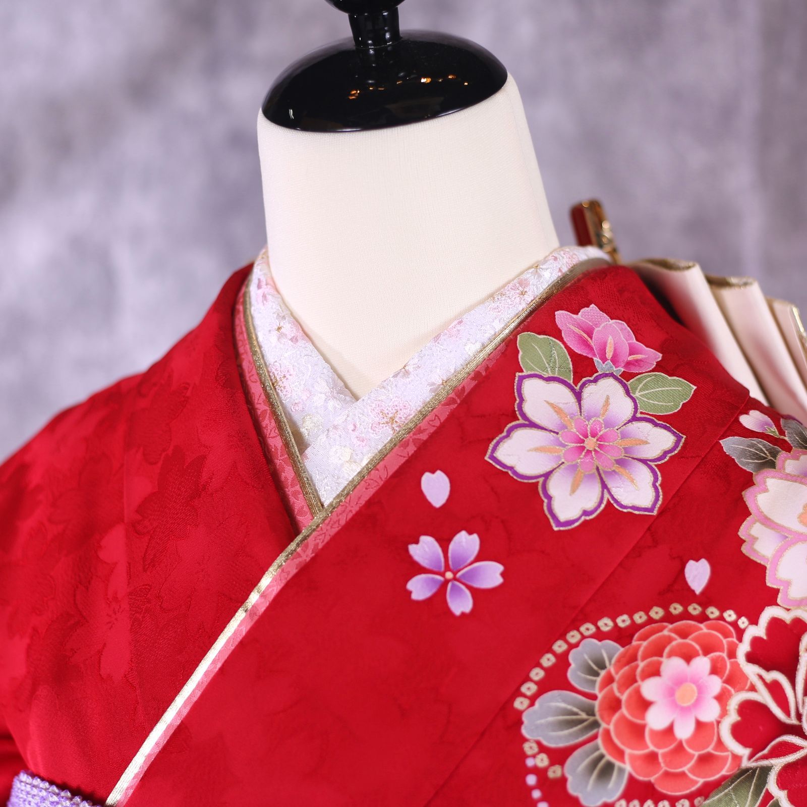 振袖フルセット 振袖セット 振袖 M～Lサイズ 中古 赤×モダン 美品 成人