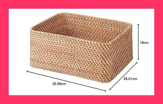 MUJI 無印良品 重なるラタン長方形バスケット・中 (V)約幅36