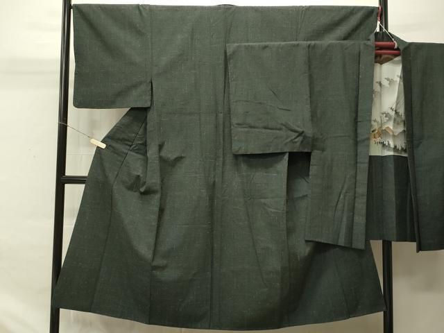平和屋着物男性　紬　アンサンブル　革色　正絹　逸品　CAAM2428ku