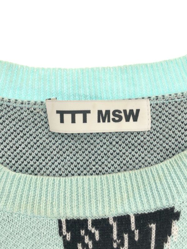 TTT_MSW ティー 21AW Panther Knit Vest パンサーニットベスト ブルー