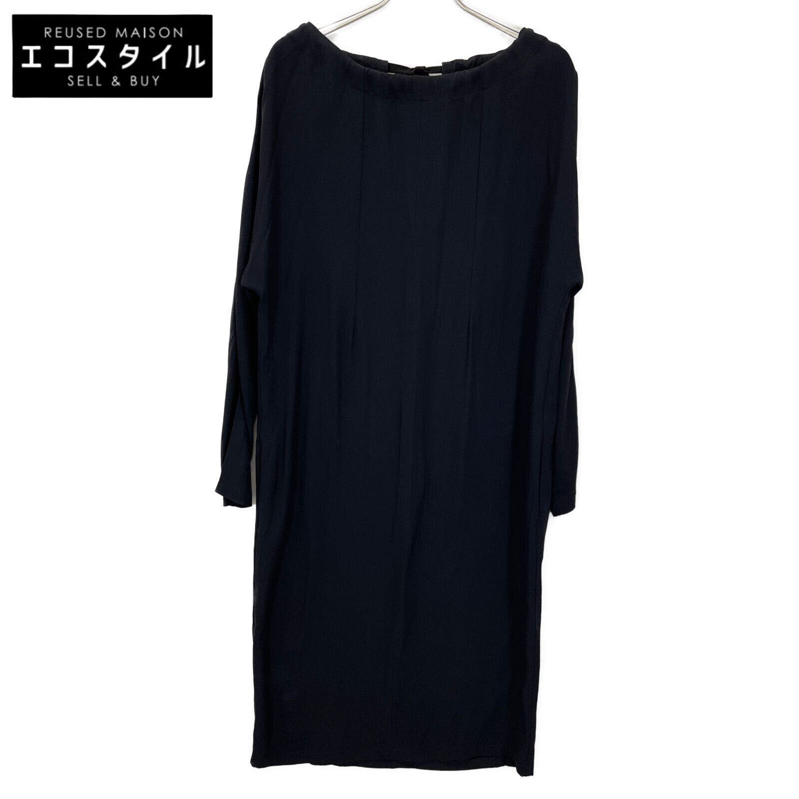 MARNI マルニ ABMA0725A0TV285 ﾈｲﾋﾞｰ ﾊﾞｯｸﾘﾎﾞﾝ ﾜﾝﾋﾟｰｽ 36