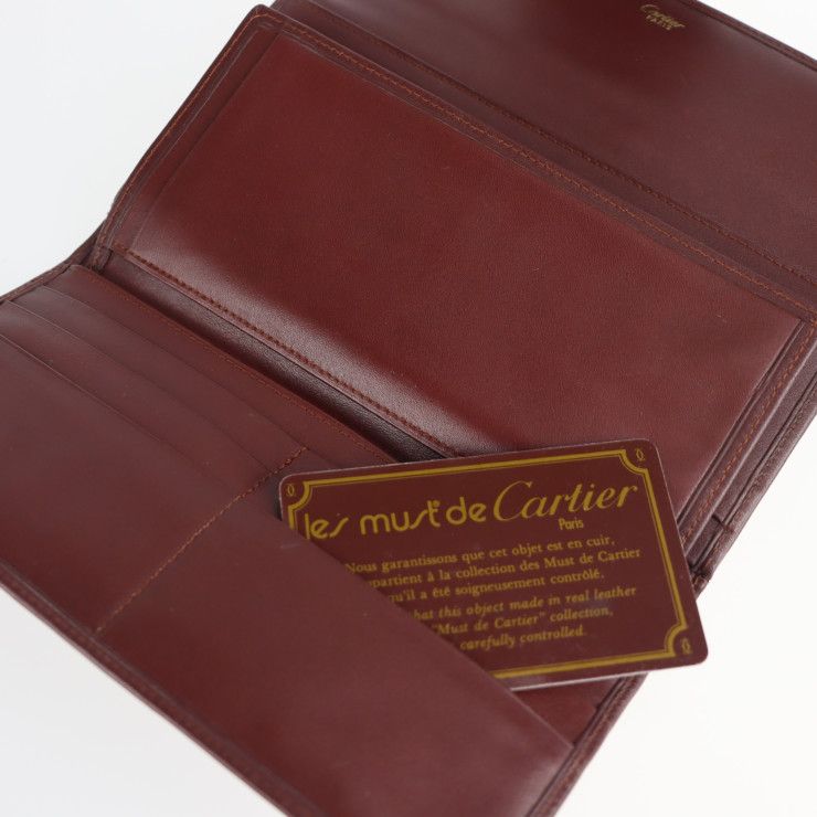 Cartier 三つ折り長財布 マストライン レザー ボルドー L3000002