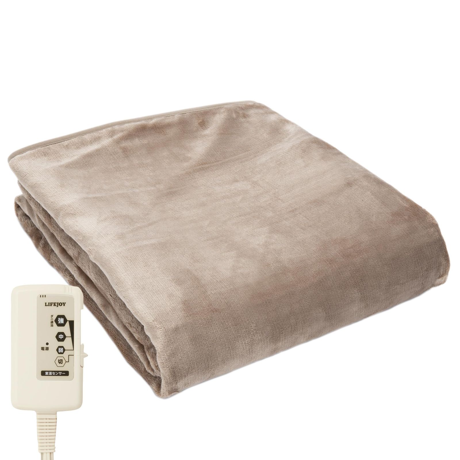 迅速発送 ライフジョイ 電気毛布 掛け 敷き 兼用 188cm×130cm 洗える 両面フランネル 室温センサー付 タイマー機能無 ふわふわ モカ JCBR803M