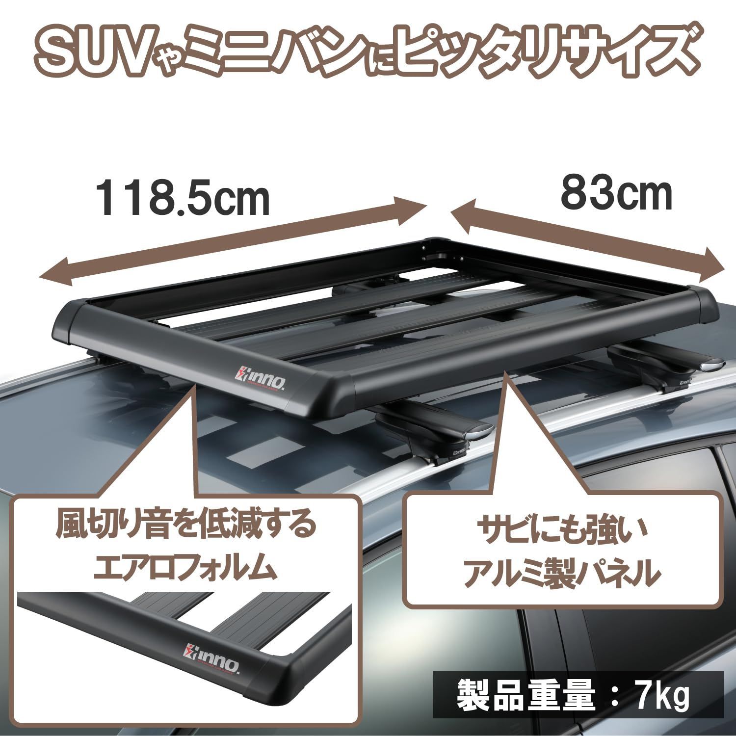 カーメイト(CARMATE) inno イノー ルーフキャリア エアロラック スマートタイプ シェイパー 80 エアロ&スクエアバー対応 INT578BK