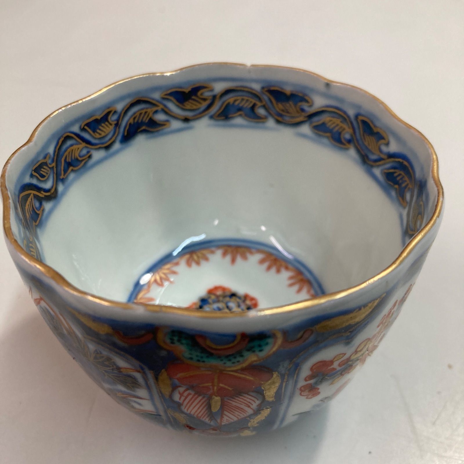 古伊万里焼金彩赤絵付 富貴長春時代品当時物そば猪口/蕎麦猪口/猪口