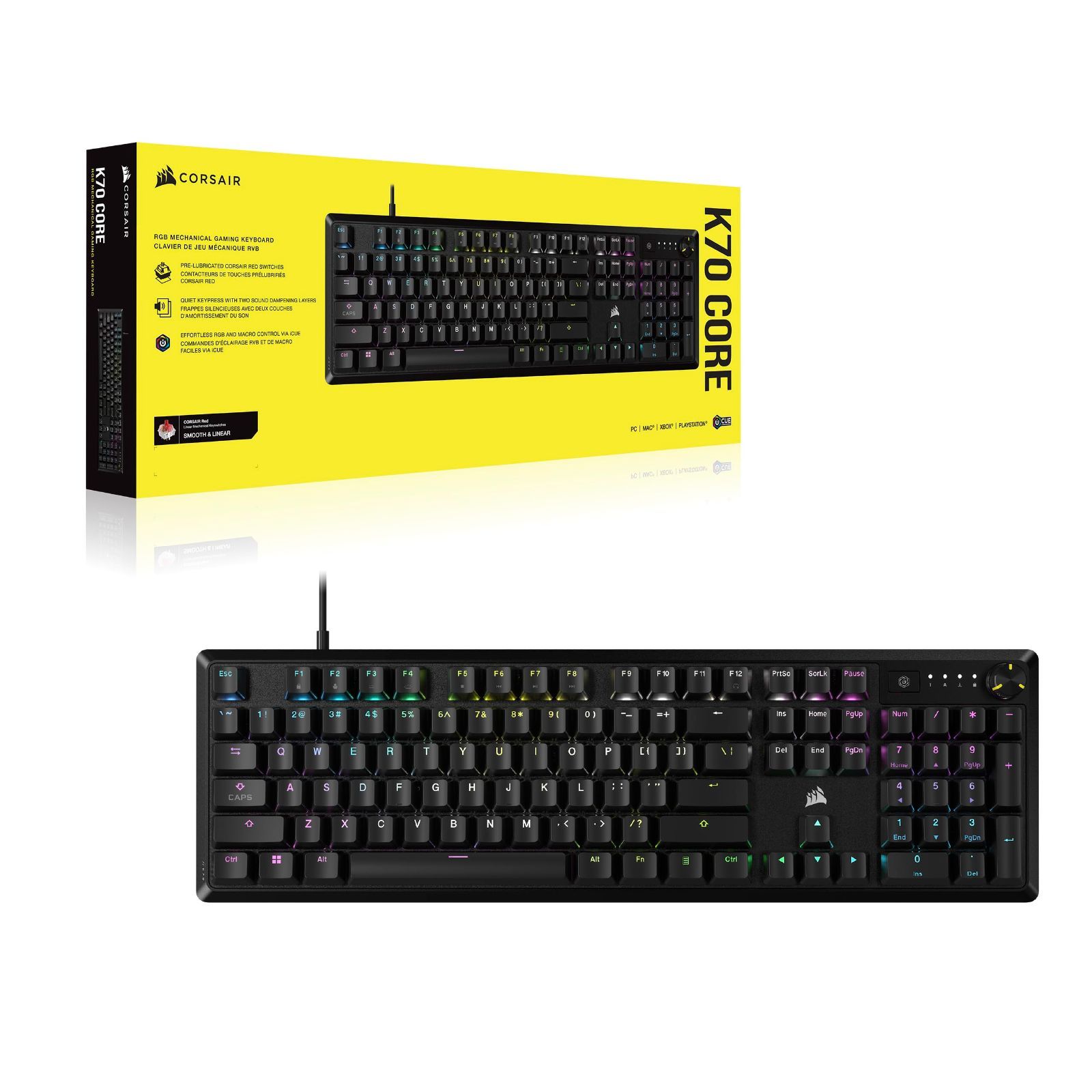 特価セール】K70 CORE リニア CORSAIR RGB 赤軸ゲーミングキーボード