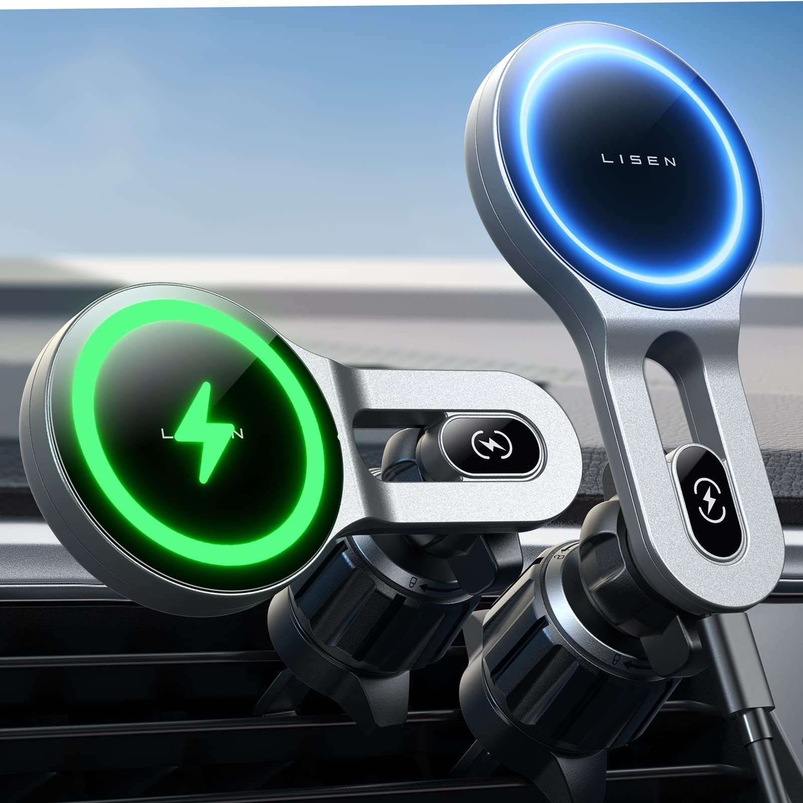 数量 メタルフック スマホスタンド マグセーフ 取り付けが簡単 車 ワイヤレス充電 携帯ホルダー用于iPhone スマホホルダー 15 LISEN Pro 車載 Max magsafe Plus 15Wワイヤレス急速充電-史上最強の磁力 14