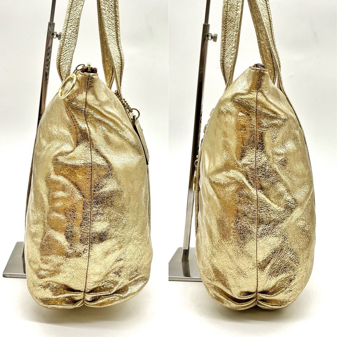 ✨良品✨ COACH コーチ poppy ポピー トートバッグ レザー 革 ゴールド