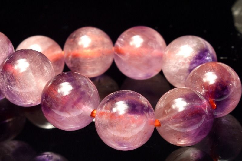 １点物 高品質 華やか ピンクスーパーセブンアメジスト 8.5mm ブレスレット パワーストーン 天然石 _MA8371