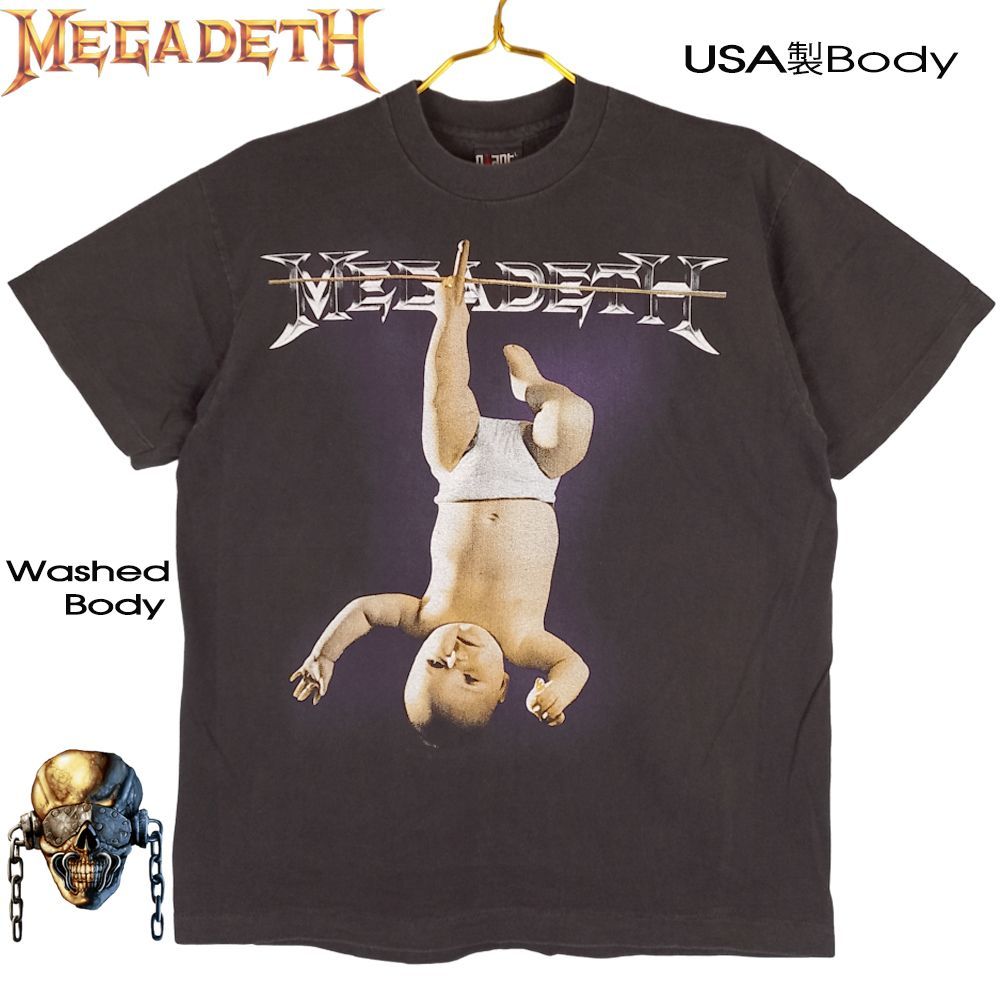 135 MEGADETH メガデス Tシャツ ウォッシュブラック Lサイズ 半袖 美品