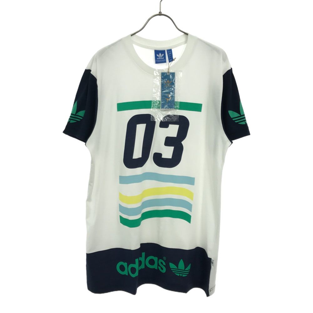 未使用 アディダス トレフォイルロゴプリント 半袖 Tシャツ XO ホワイト系 adidas タグ付き メンズ