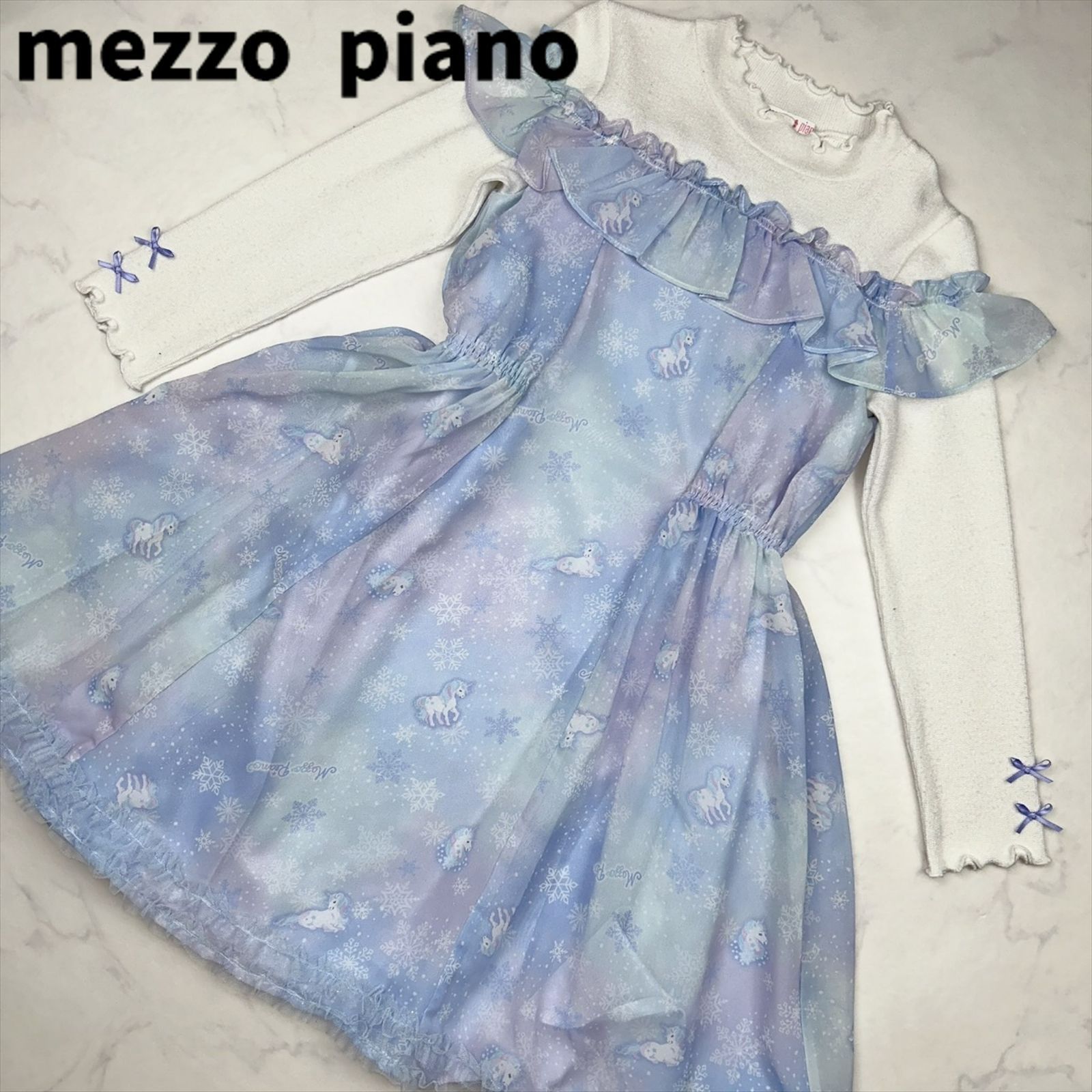 【お値下げ】【美品】メゾピアノ　ワンピース130 目立った傷や汚れなし】mezzo piano メゾピアノ ワンピース 130